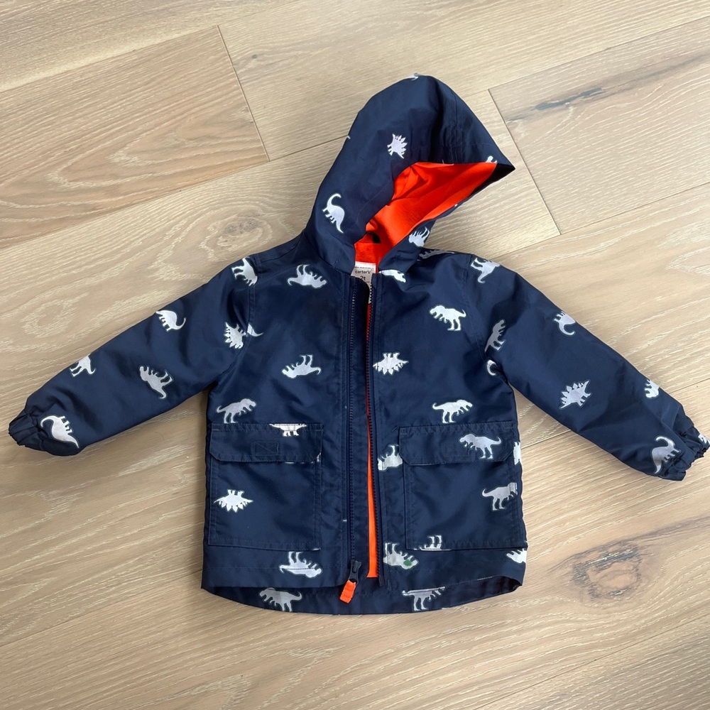 Carters. Size 2t. Navy Dinosaur Print Hooded Jacket